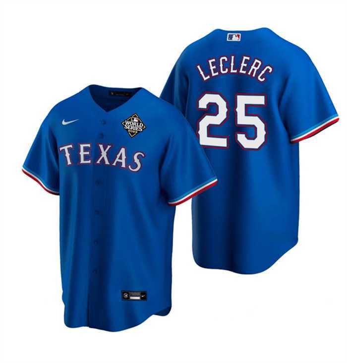 Men%27s Texas Rangers #25 Jose Leclerc Royal 2023 World Series Stitched Baseball Jersey Dzhi